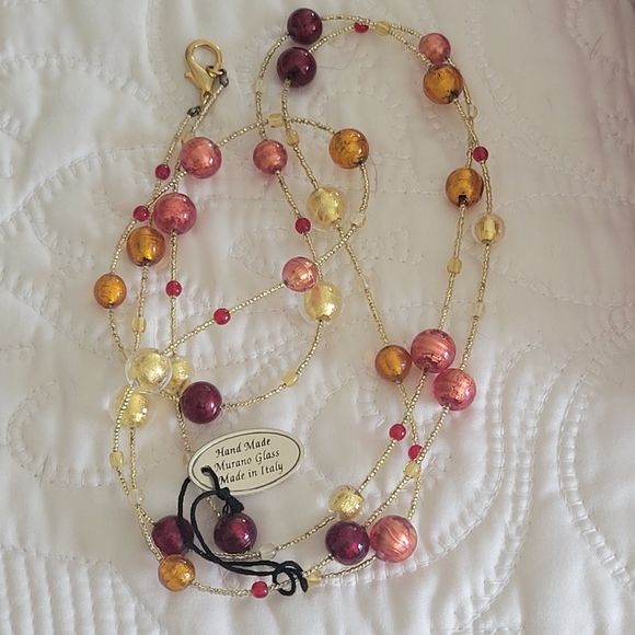 MADE IN ITALY MURANO GLASS BEADS LONG NECKLACE  BRAND NEW, NEVER BEN USED . - Picture 5 of 9